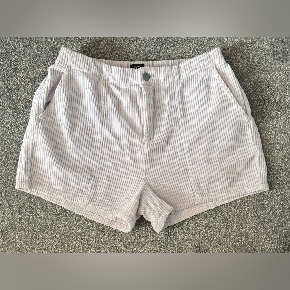 New RVCA Gray/Purple Hint High Waist corduroy Shorts Size M